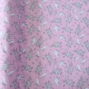 Tela de Lycra de Baño Rosa Estampado Toile Jouy (ancho 1,50M)