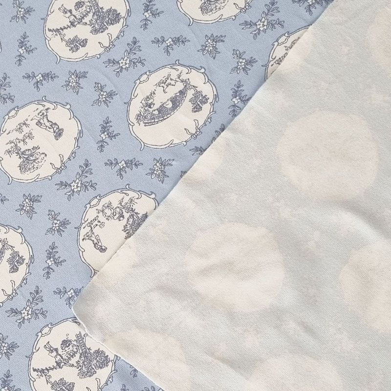 Tela de Lycra de Baño Celeste Estampado Toile Jouy (ancho 1,50M) - Imagen 4