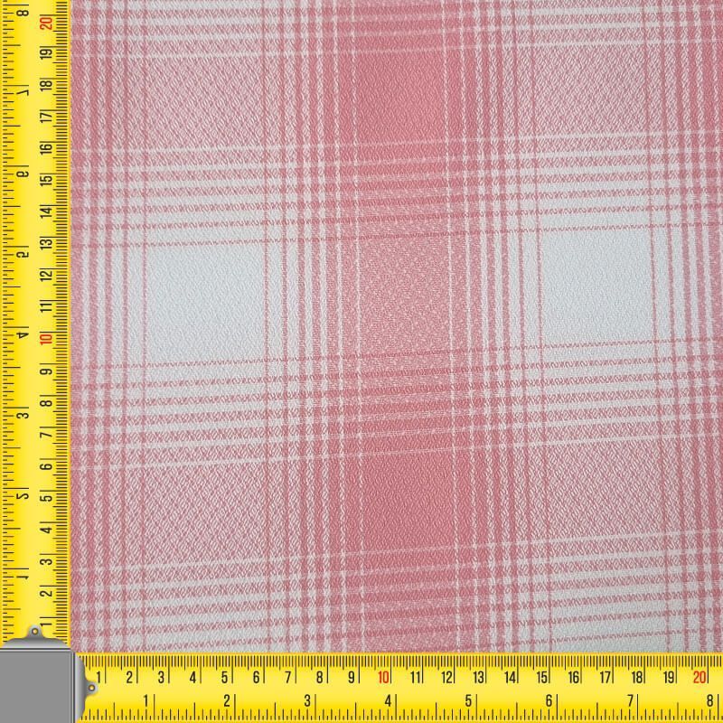 Tela de Crepe Tejida para Mantelería Cruda Cuadros Rosas (ancho 1,50M) - Imagen 3