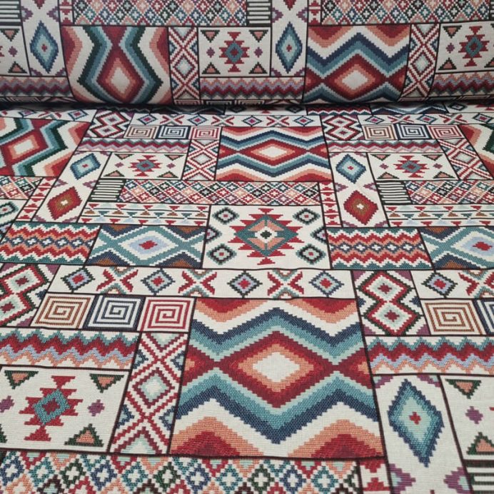 Tela de Gobelino Cruda Motivos Étnicos (ancho 2,80M)