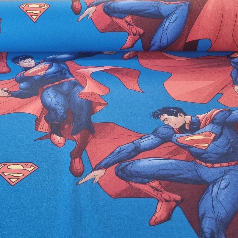 Tela de Popelín Superman Azulina 100% Algodón (ancho 1,40M)