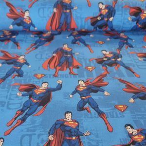 Tela de Popelín Superman Azulina 100% Algodón (ancho 1,40M)
