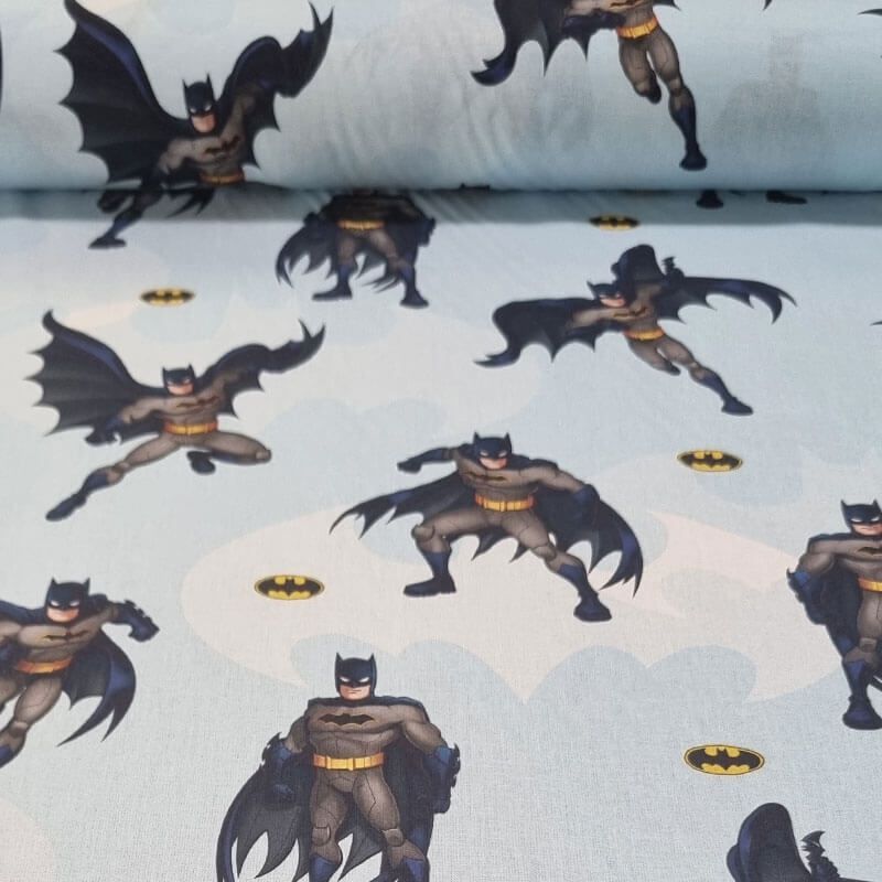 Tela de Popelín Batman Celeste 100% Algodón (ancho 1,40M)