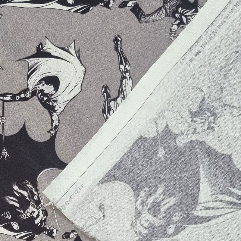 Tela de Popelín Batman vs Joker Gris 100% Algodón (ancho 1,40M) - Imagen 3