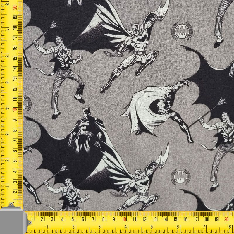 Tela de Popelín Batman vs Joker Gris 100% Algodón (ancho 1,40M) - Imagen 4
