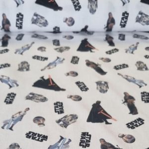 Tela de Popelín Star Wars Blanca 100% Algodón (ancho 1,40M)