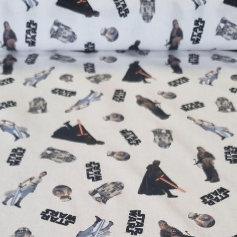 Tela de Popelín Star Wars Blanca 100% Algodón (ancho 1,40M)