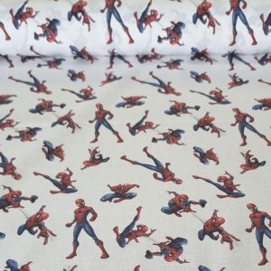 Tela de Popelín Spiderman Blanca 100% Algodón (ancho 1,40M)