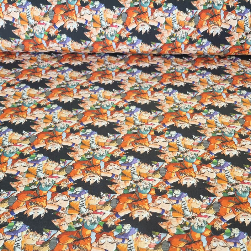 Tela de Popelín Dragon Ball Multicolor 100% Algodón (ancho 1,40M)