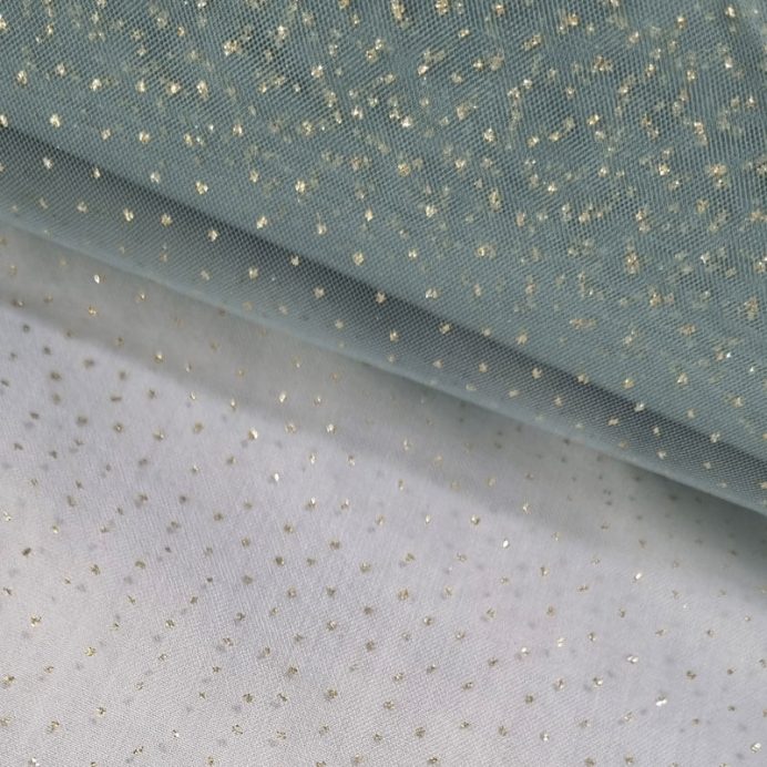 Tela de Tul Suave color Hielo Glitter Dorado (ancho 1,50M) - Imagen 2