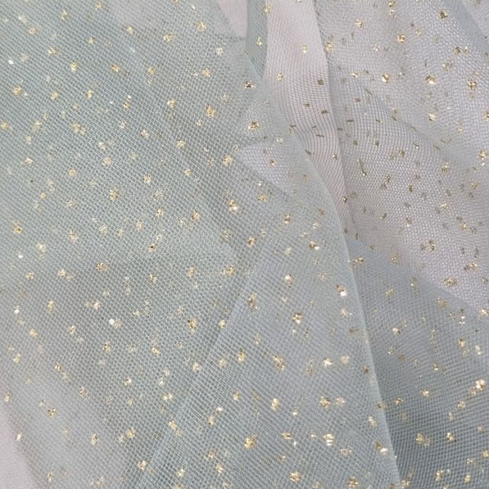 Tela de Tul Suave color Hielo Glitter Dorado (ancho 1,50M) - Imagen 3