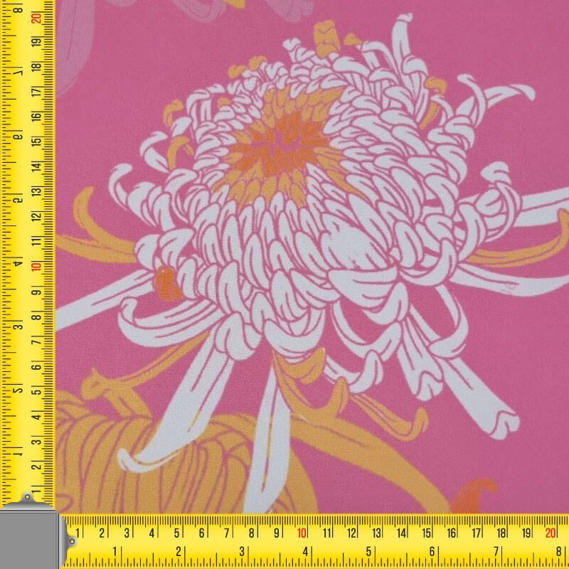 Tela de Satén Rosa estampado Flores (ancho 1,50M) - Imagen 3