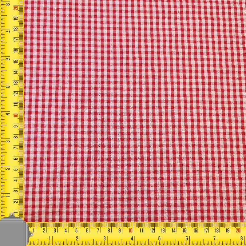 Tela de Cuadros Vichy Seersucker Roja (ancho 1,40M) - Imagen 3