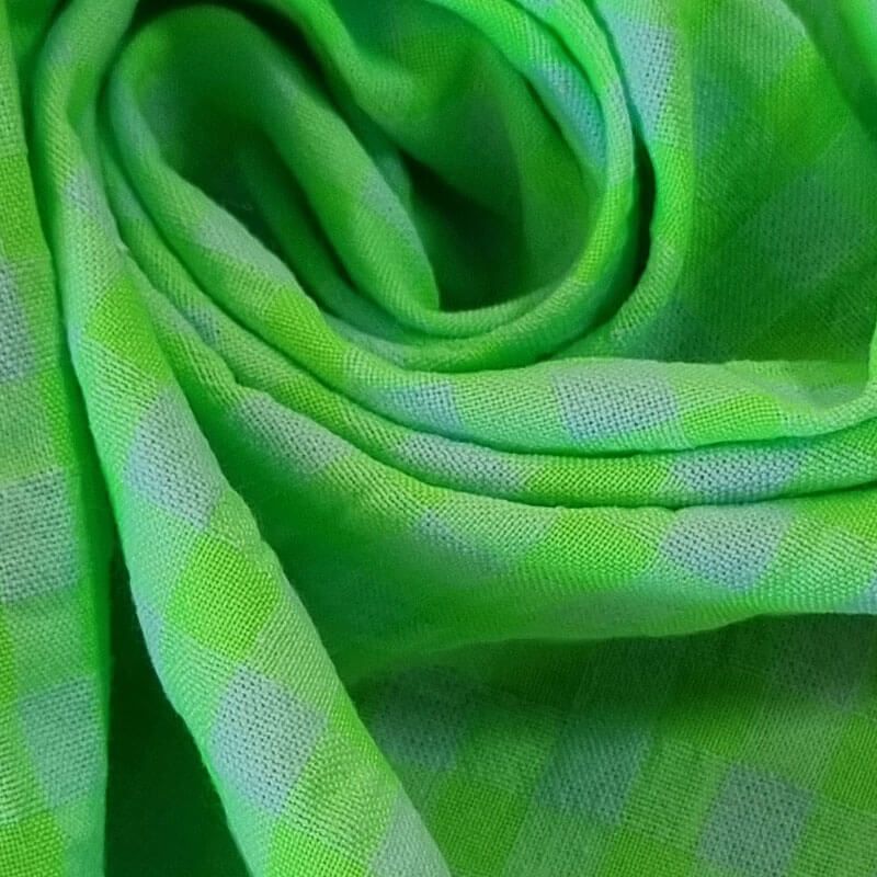 Tela de Cuadros Vichy Seersucker Verde Flúor (ancho 1,40M) - Imagen 2
