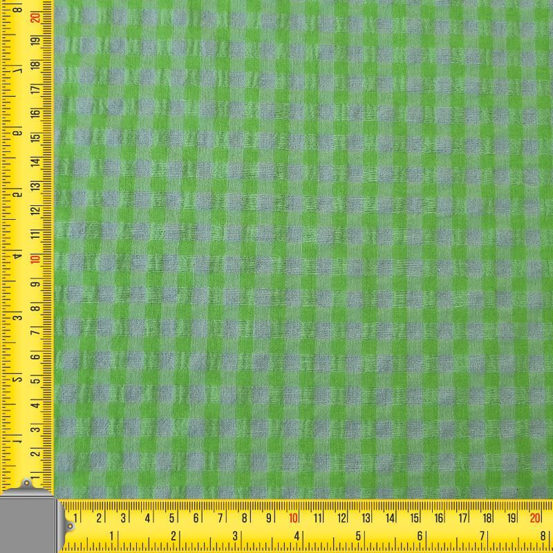 Tela de Cuadros Vichy Seersucker Verde Flúor (ancho 1,40M) - Imagen 3