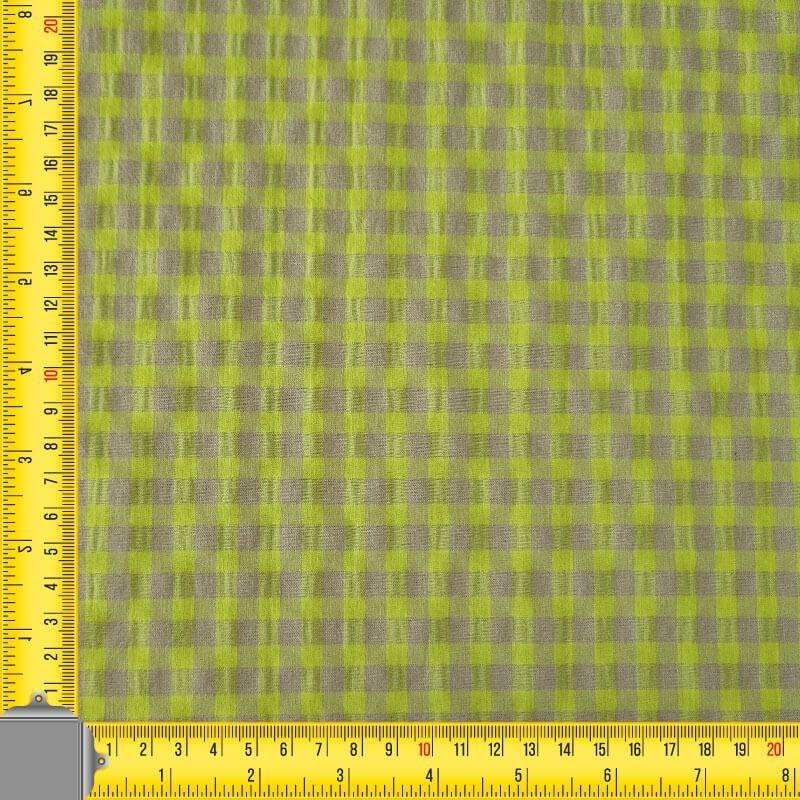 Tela de Cuadros Vichy Seersucker Amarillo Flúor (ancho 1,40M) - Imagen 3