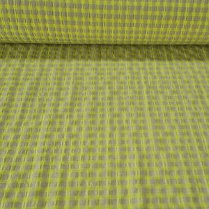 Tela de Cuadros Vichy Seersucker Amarillo Flúor (ancho 1,40M)