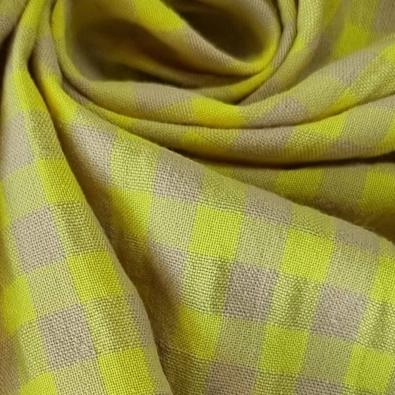 Tela de Cuadros Vichy Seersucker Amarillo Flúor (ancho 1,40M) - Imagen 2
