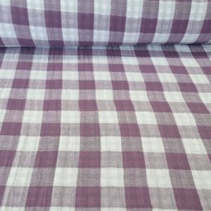 Tela de Doble Gasa Bambula Vichy Berenjena Reversible (ancho 1,30M)