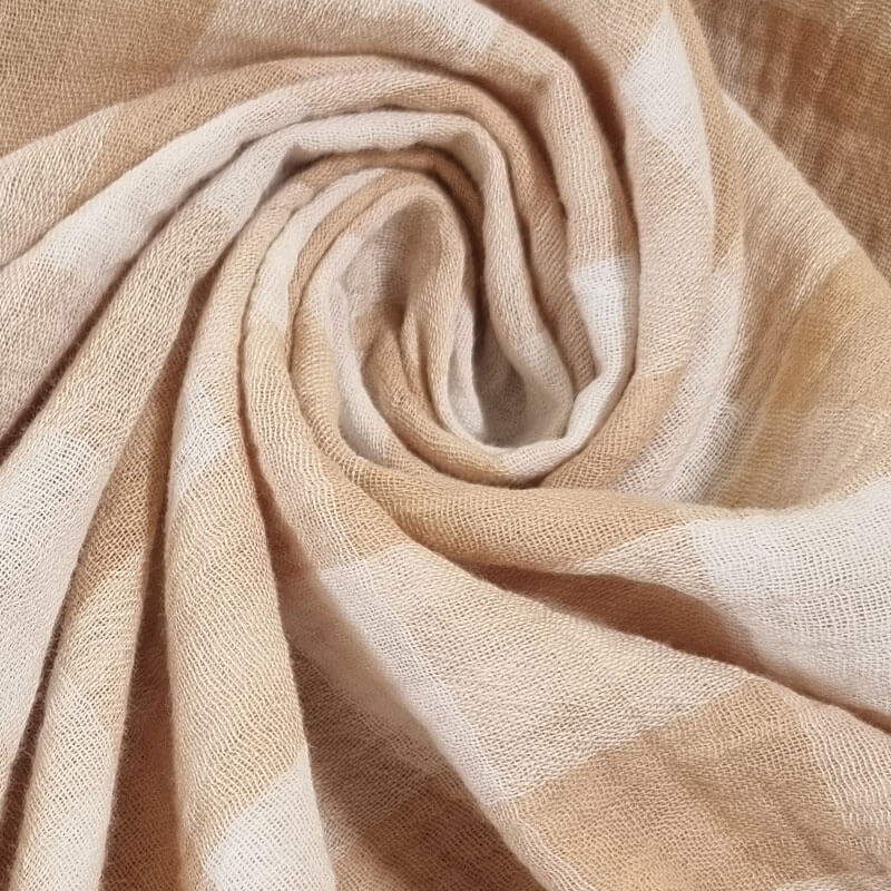 Tela de Doble Gasa Bambula Vichy Beige Reversible (ancho 1,30M) - Imagen 2