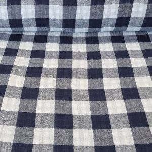 Tela de Doble Gasa Bambula Vichy Marino Reversible (ancho 1,30M)