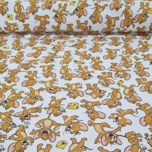 Tela de Popelín 100% Algodón Tom & Jerry Cruda (ancho 1,40M)