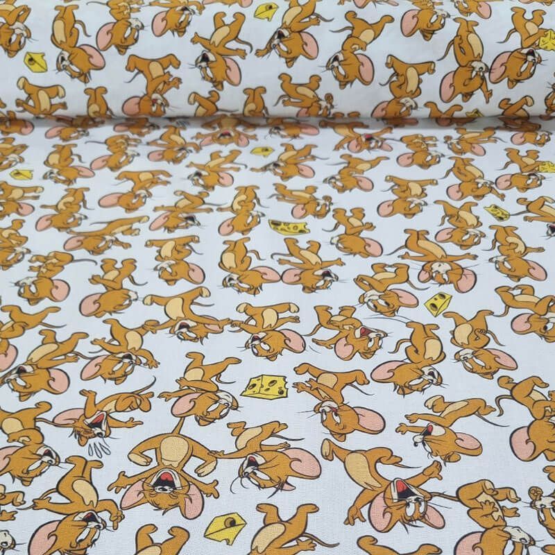 Tela de Popelín 100% Algodón Tom & Jerry Cruda (ancho 1,40M)