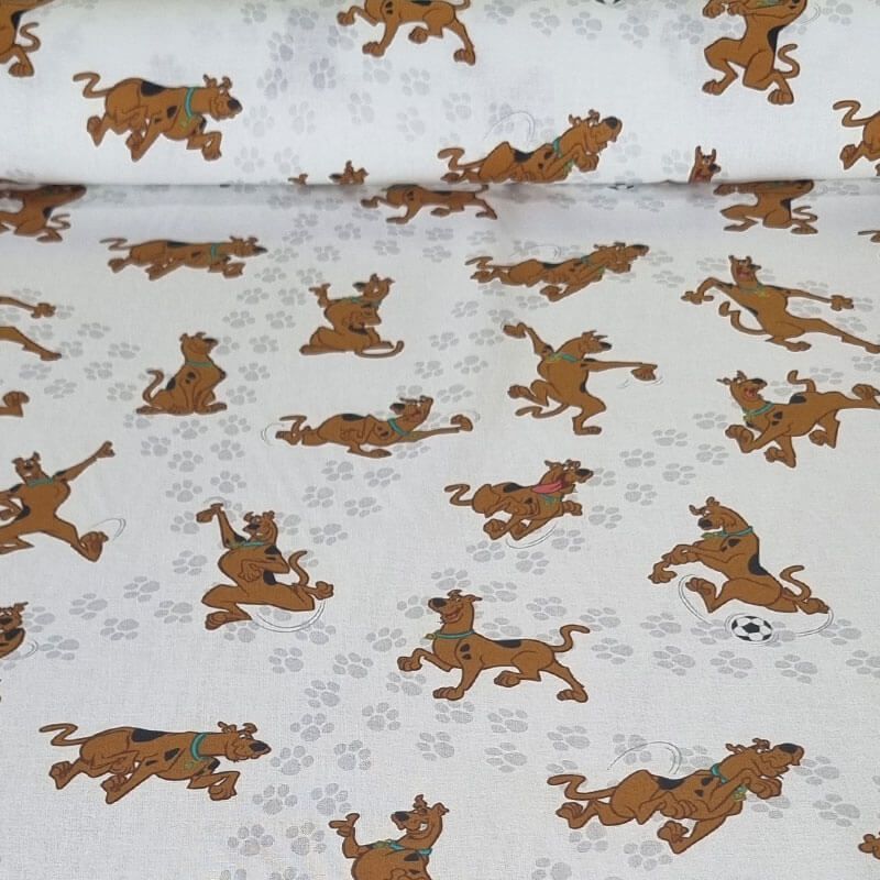 Tela de Popelín 100% Algodón Scooby Doo Cruda (ancho 1,40M)