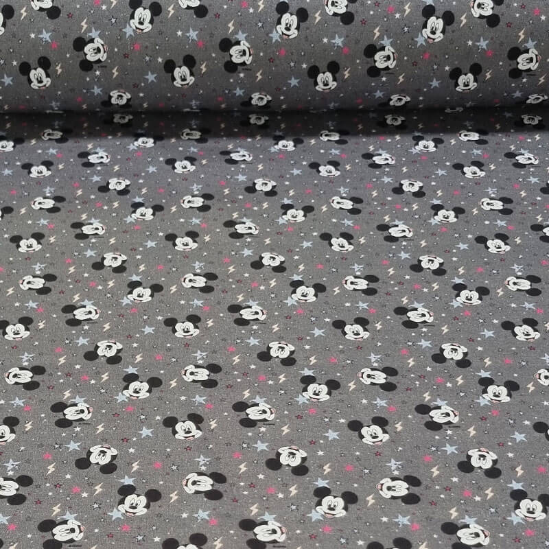 Tela de Popelín 100% Algodón Mickey Mouse Gris (ancho 1,40M)