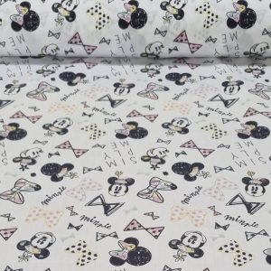 Tela de Popelín 100% Algodón Minnie Mouse Cruda (ancho 1,40M)