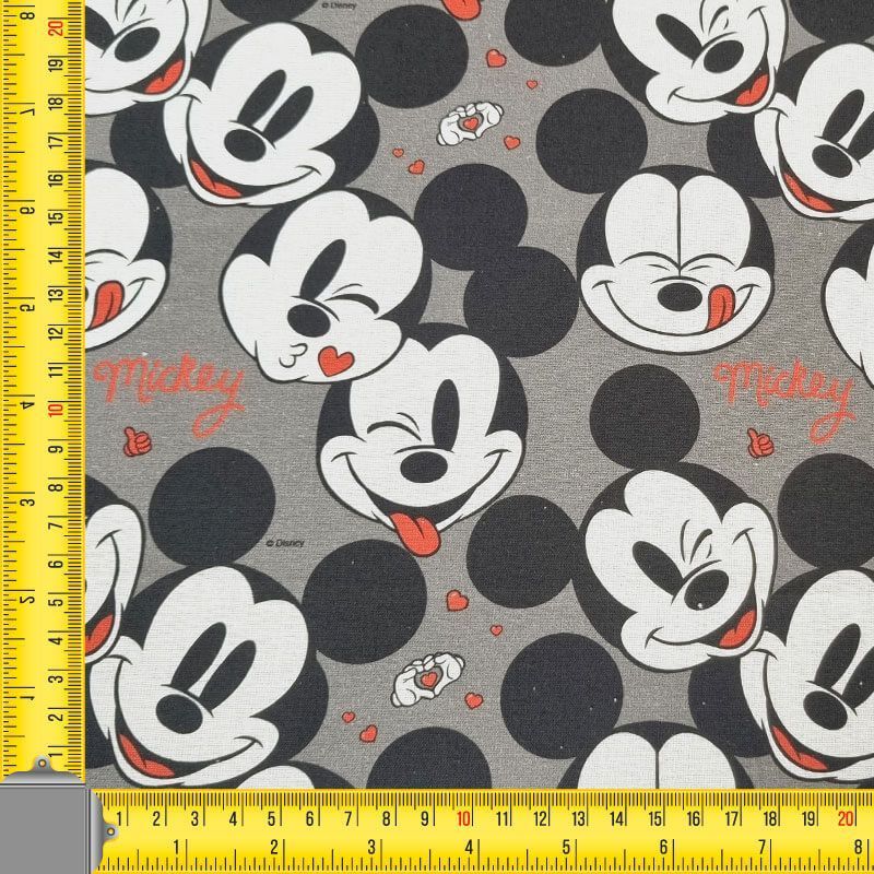 Tela de Popelín 100% Algodón Mickey Mouse Gris (ancho 1,40M) - Imagen 3