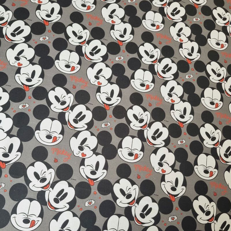 Tela de Popelín 100% Algodón Mickey Mouse Gris (ancho 1,40M) - Imagen 2