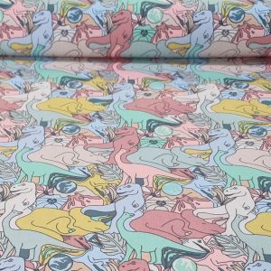 Tela de Popelín 100% Algodón Jurassic World Tonos Pasteles (ancho 1,40M)