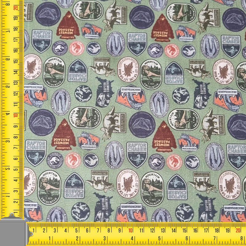 Tela de Popelín 100% Algodón Jurassic World Verde (ancho 1,40M) - Imagen 3