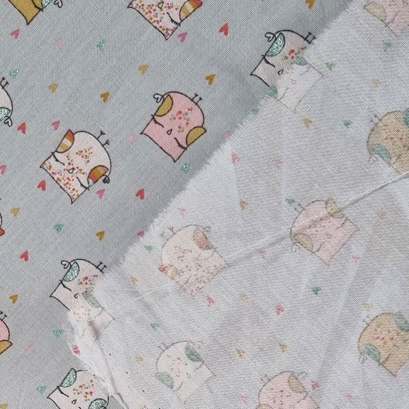 Tela de Popelín 100% Algodón Búhos Celeste (ancho 1,40M) - Imagen 4