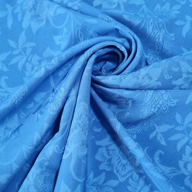 Tela de Satén Jacquard Azulina Flores Reversible (ancho 1,50M) - Imagen 2
