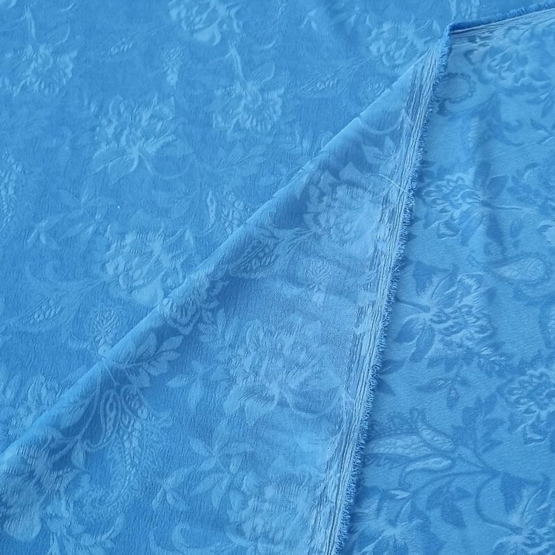Tela de Satén Jacquard Azulina Flores Reversible (ancho 1,50M) - Imagen 3