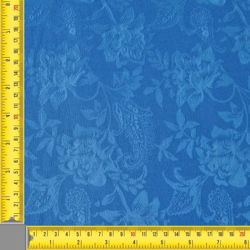 Tela de Satén Jacquard Azulina Flores Reversible (ancho 1,50M) - Imagen 4