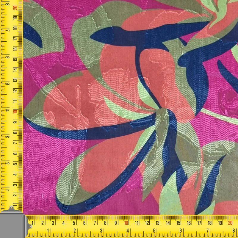 Tela de Gasa Jacquard Buganvilla Flores Naranjas (ancho 1,45M) - Imagen 4
