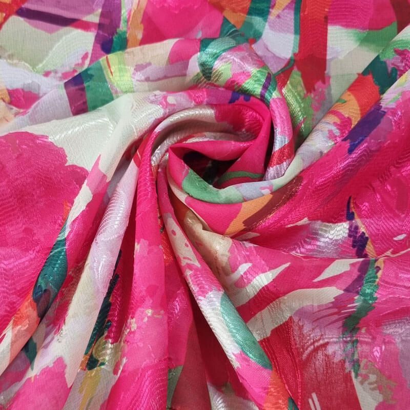 Tela de Gasa Jacquard fucsia Abstracta (ancho 1,45M) - Imagen 2