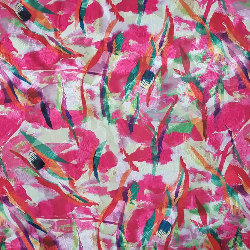 Tela de Gasa Jacquard fucsia Abstracta (ancho 1,45M) - Imagen 3