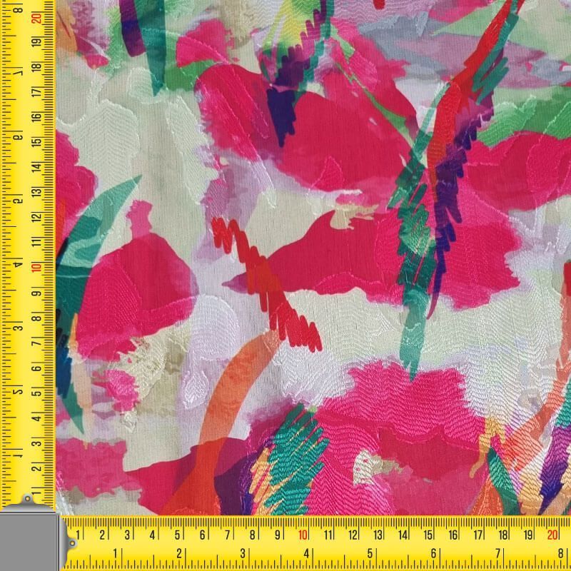 Tela de Gasa Jacquard fucsia Abstracta (ancho 1,45M) - Imagen 4