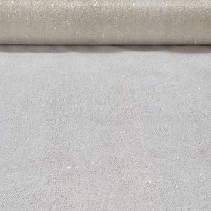 Tela de Tul Tieso Carnaval Blanca Purpurina Dorada (ancho 1,50M)