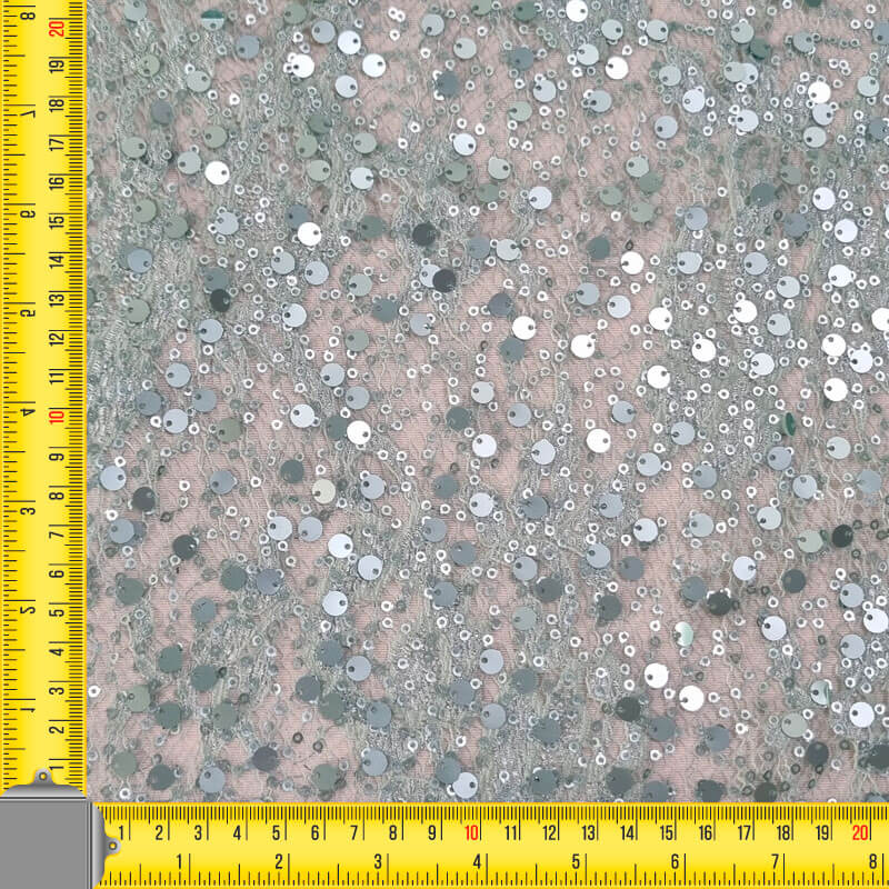 Tela de Tul Verde Agua con Lentejuelas (Ancho 1,35M) - Imagen 3