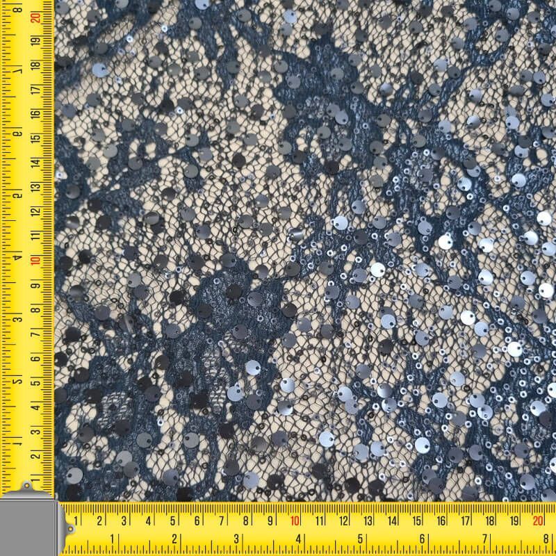 Tela de Tul Azul Marino con Lentejuelas (Ancho 1,35M) - Imagen 3