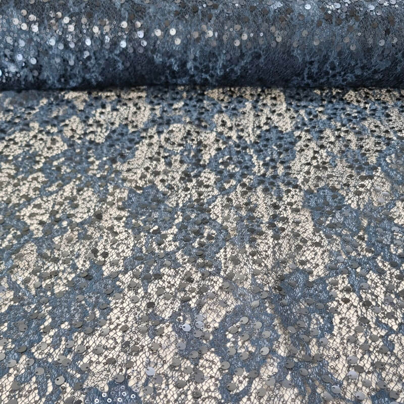 Tela de Tul Azul Marino con Lentejuelas (Ancho 1,35M)