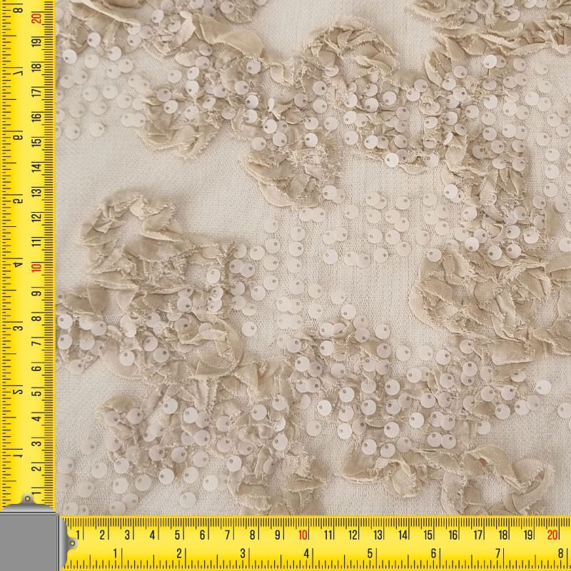 Tela de Tul Beige con Lentejuelas (Ancho 1,45M) - Imagen 3