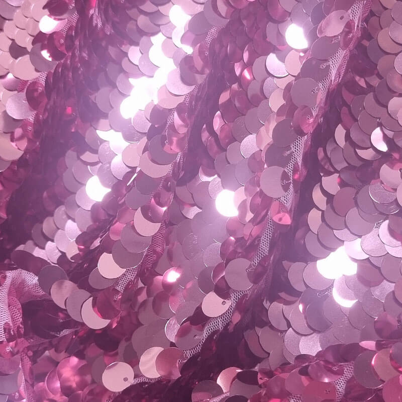 Tela de Tul con Lentejuelas de Espejo Grandes en Rosa (Ancho 1,50M) - Imagen 2