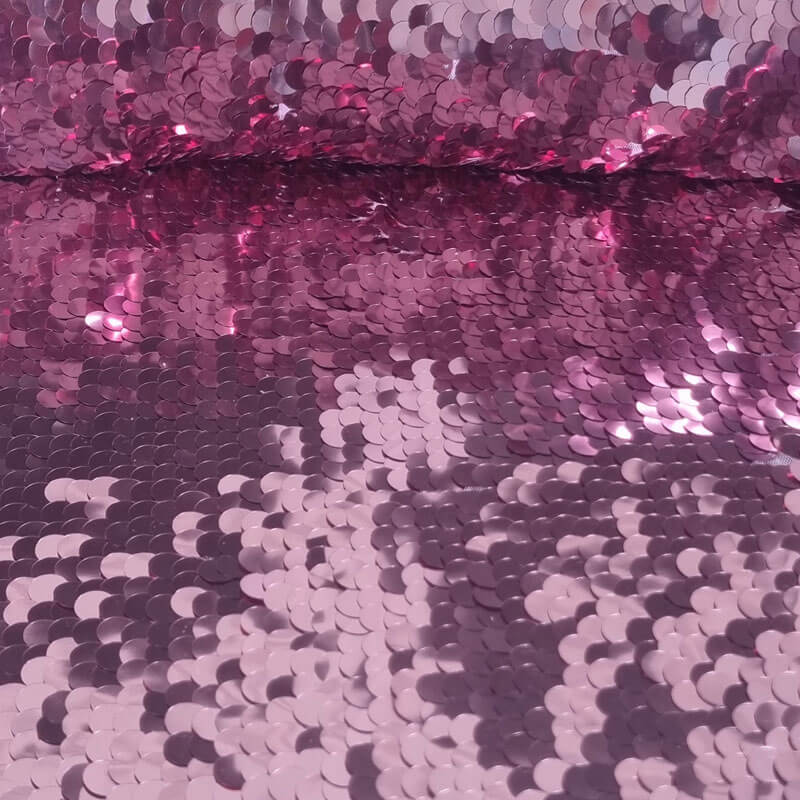 Tela de Tul con Lentejuelas de Espejo Grandes en Rosa (Ancho 1,50M)