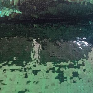 Tela de Tul con Lentejuelas de Espejo Grandes en Verde Esmeralda (Ancho 1,50M)